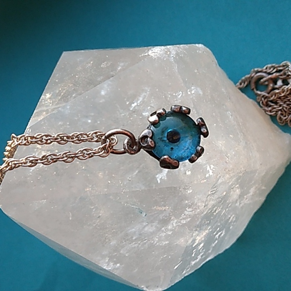 Sterling Silver Blue Evil Eye Glass Pendant Necklace